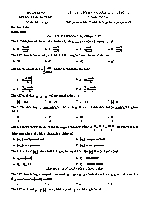 Đề thi thử THPT Quốc gia môn Toán năm 2019 - Đề số 12 - Nguyễn Thanh Tùng (Có đáp án)